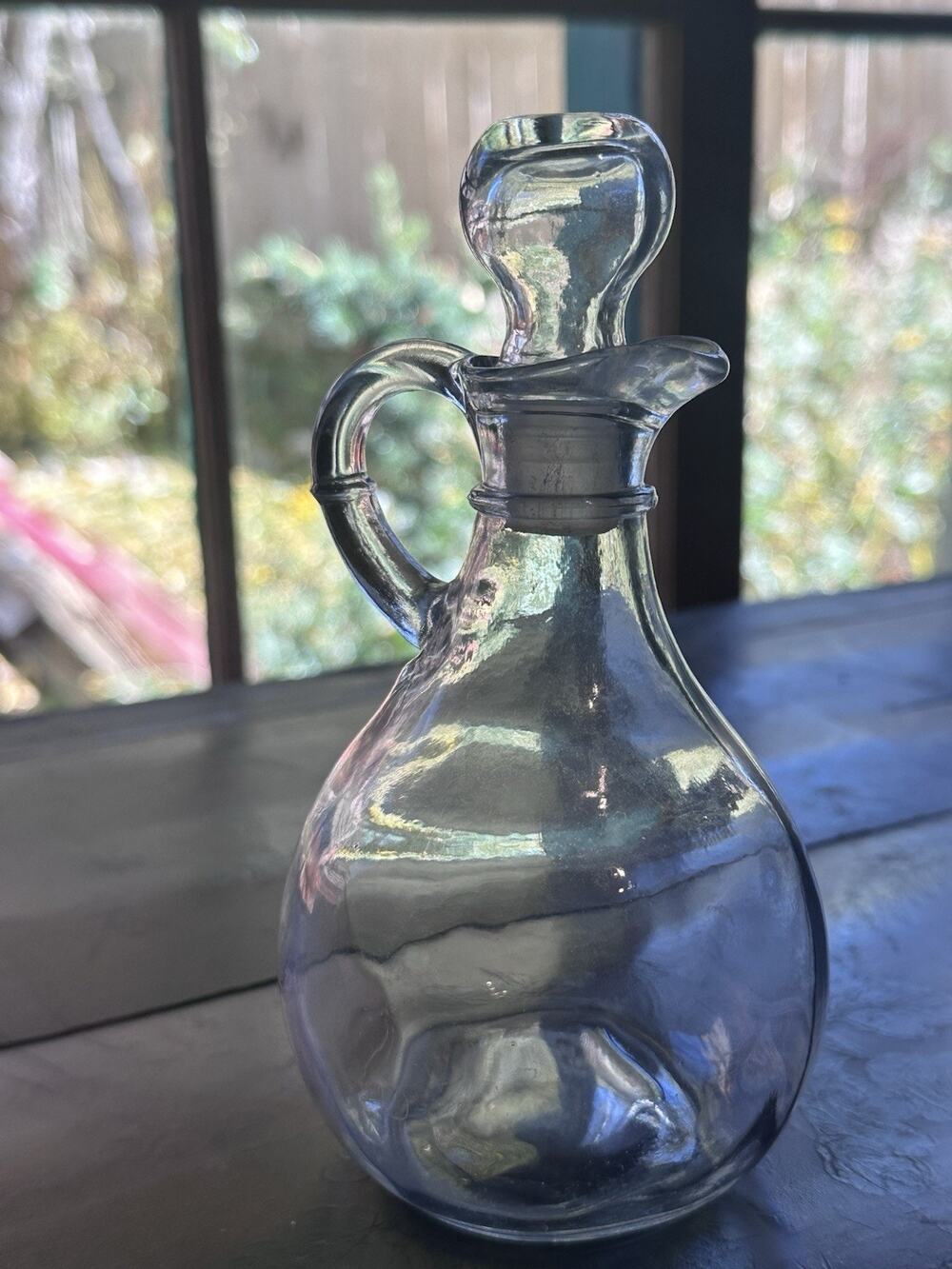 Vintage Anchor Hocking Presence Clear Glass Cruet Bottle with Stopper 10oz